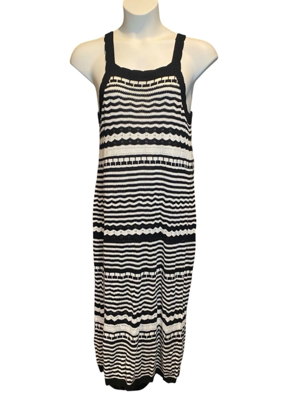 Joie Black and White Crochet Knit Sleeveless Maxi Dress Womens Size XL NWOT